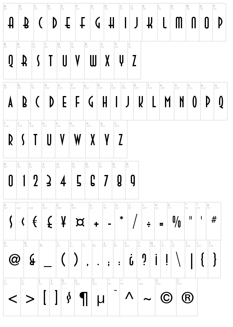 DecoTech font map